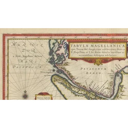 Strait of Magellan Map with Tierra Del Fuego from Blaeu, 1642 For Sale - Image 10 of 11