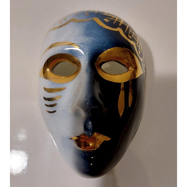 Venetian Porcelain Mask with 18 Karat Gold Leaf Gilding, 1970s For Sale - Image 15 of 16