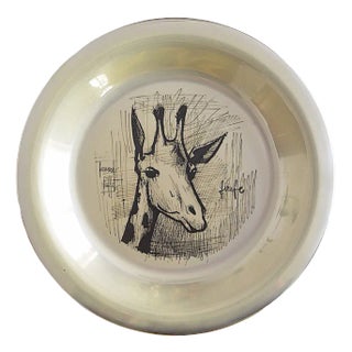 Sterling Silver Plated Wall Plate Giraffe by Bernard Buffet, 1970s For Sale