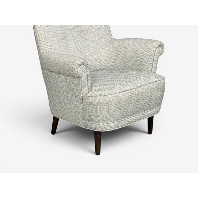 Gray Carl Malmsten, Lounge Chairs, Grey Fabric, Wood, Sweden, 1950s For Sale - Image 8 of 11