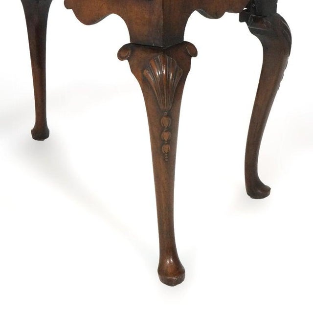 Queen Anne Antique English Queen Anne Carved Mahogany & Satinwood Inlaid Low Boy 18th C For Sale - Image 3 of 18