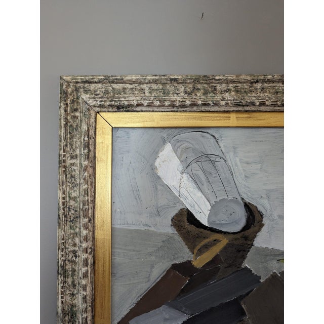 1960s 1968 Mid-Century Modern "Stacked Objects" Vintage Still Life Oil Painting by Swedish Artist Gunnar Hållander (1915-1980), Framed For Sale - Image 5 of 12