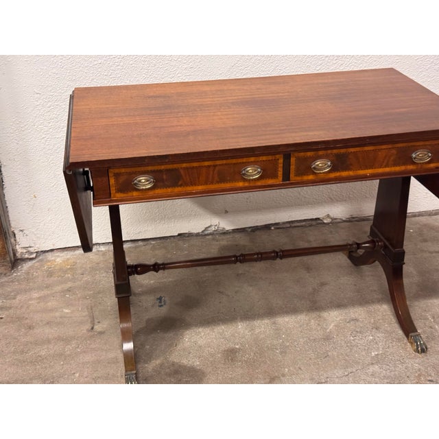 Regency Style Mahogany Drop-Leaf Desk, Vintage For Sale - Image 11 of 12
