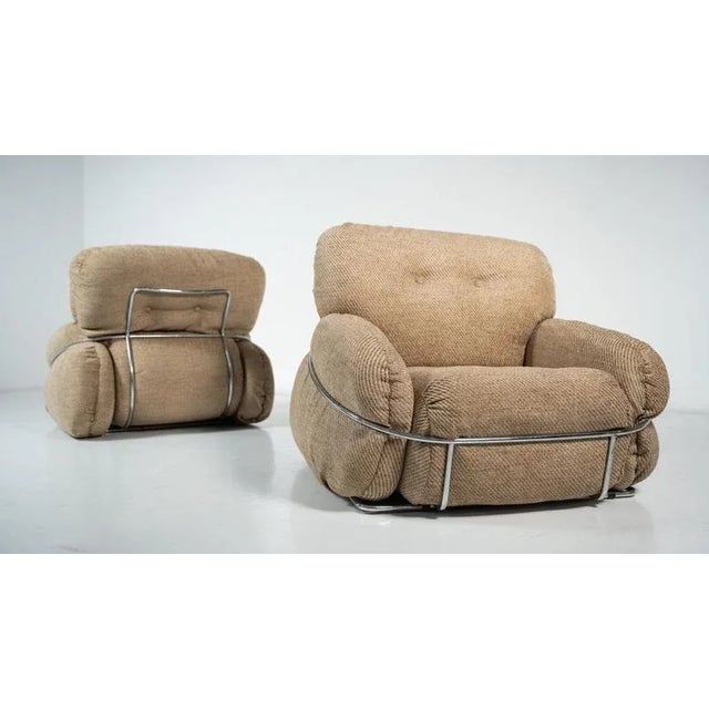 Metal Set of Mid-Century Modern Okay Armchairs attributed to Adriano Piazzesi, 1960s For Sale - Image 7 of 8
