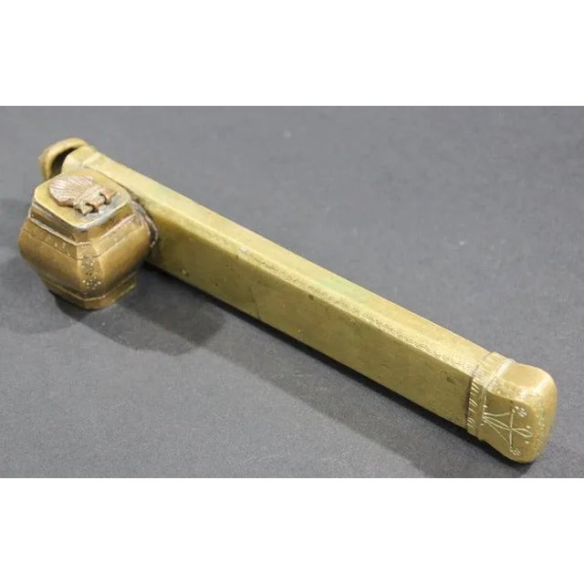 Metal Early 19th Century Middle Eastern Brass Inkwell Qalamdan For Sale - Image 7 of 12