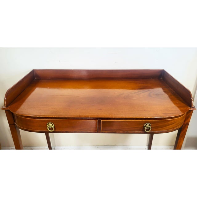 Antique English Sheridan Inlaid Two Drawer Sideboard Server Table For Sale - Image 9 of 13