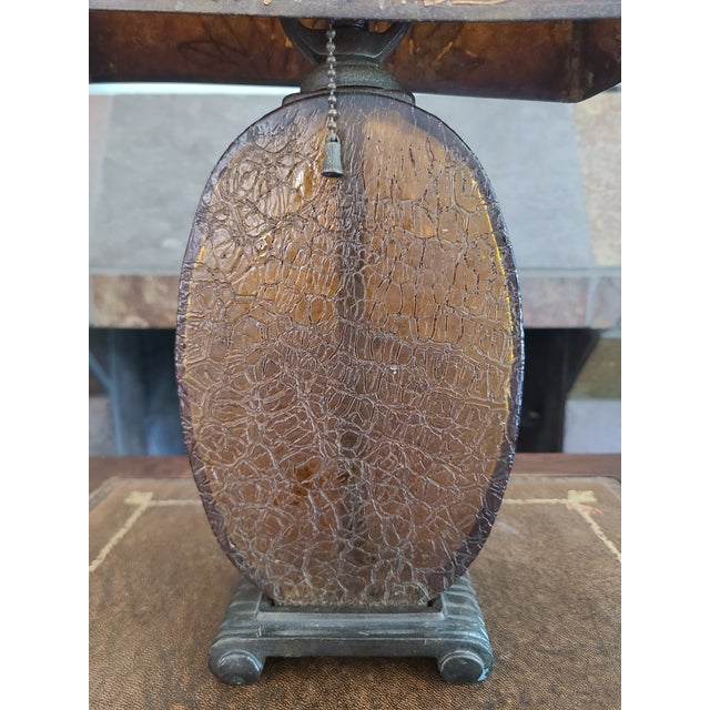 1920s Antique Art Deco Crackle Glass Table Lamp With Mica Shade For Sale - Image 5 of 18