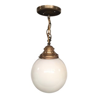 Vintage Lavery & Co. Brass Pendant Globe Lamp For Sale