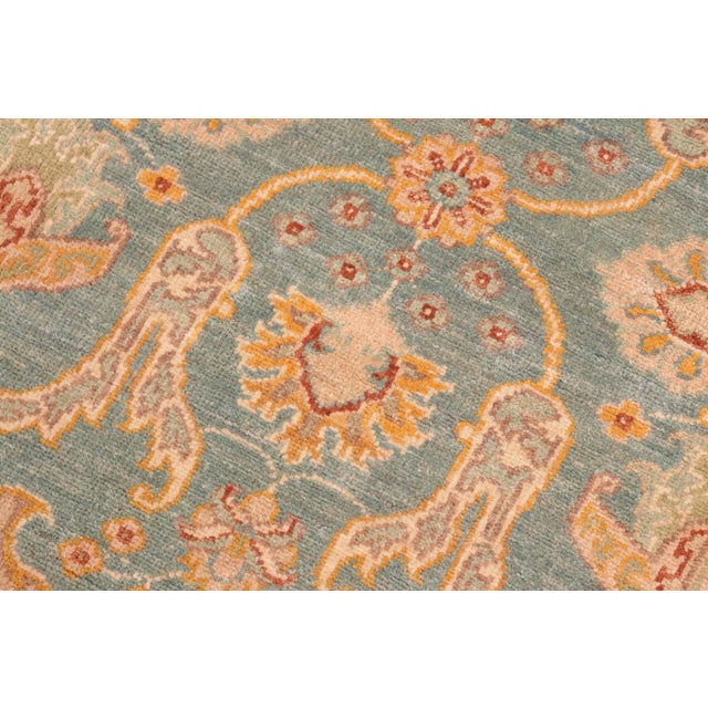 1990s Classic Ziegler Green Beige Hand-Knotted Wool Rug - 5'2'' X 6'8'' For Sale - Image 5 of 8