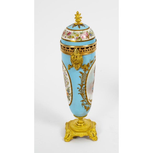 French Duck Egg Blue Sevres Urns, 19th Century, Set of 2 For Sale - Image 18 of 18