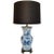 Large Chinoiserie style blue and white porcelain ginger jar table lamp mounted on Ming style brass base. Classic vase...