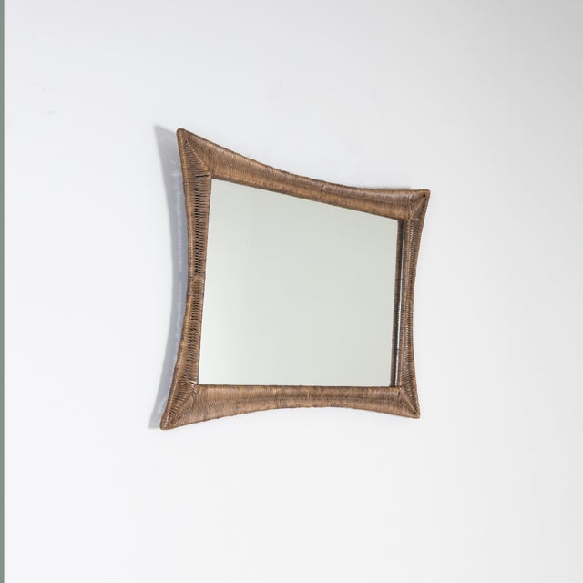 Brown Wall Mirror with Leather Frame, 1980 For Sale - Image 8 of 8