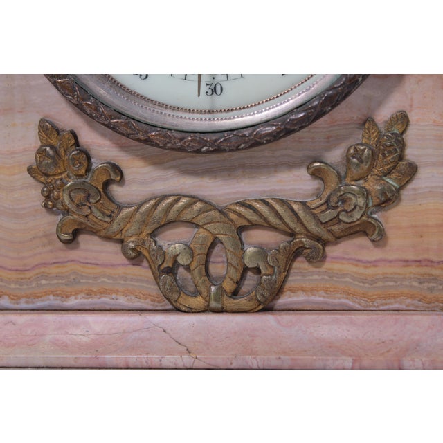 Bronze Japy Freres French Bronze & Marble Mantle Clock For Sale - Image 8 of 14