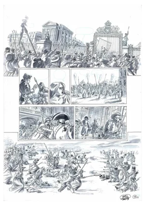 Vincenzo Bizzarri, Conquest of Versailles, Ink & Watercolor on Paper, 2019