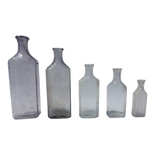 Antique Apothecary / Pharmacy Bottle Collection – Lavender & Clear Glass – 1800s/1900s For Sale