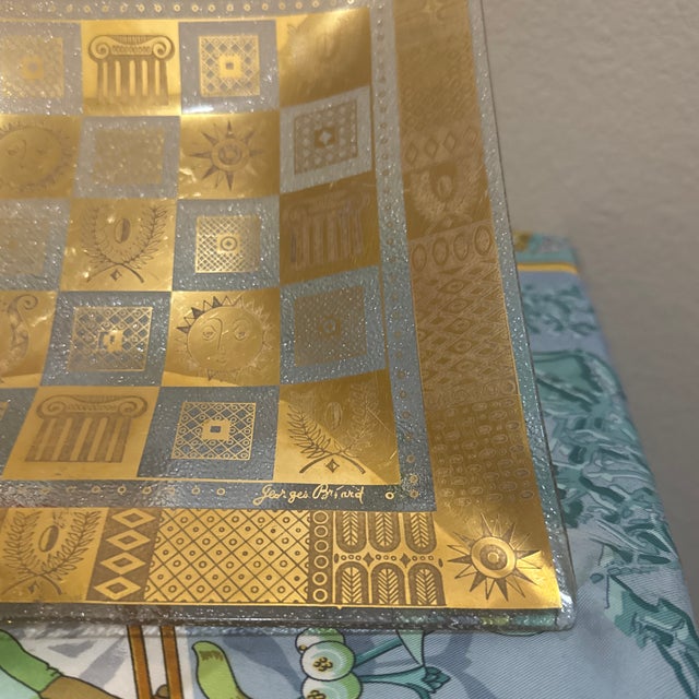 1960s Mid-Century Modern Signed Georges Briard Gilt and Pebble Glass Square Platter For Sale In Minneapolis - Image 6 of 8