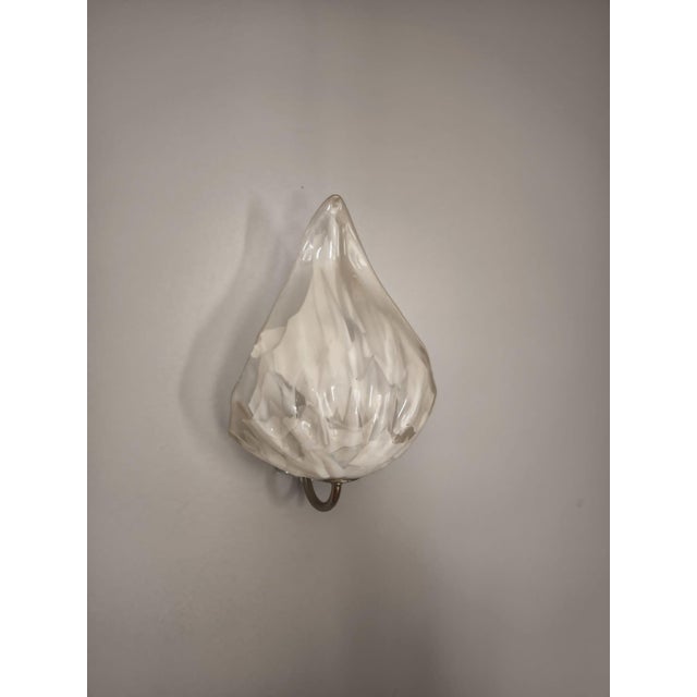 Leaf Wall Lamps in Transparent and White Murano Glass from La Murrina, 1980s, Set of 2 For Sale - Image 13 of 18