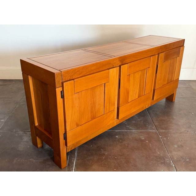 Vintage 1970s French Maison Regain Elm Cabinet, Attributed For Sale - Image 4 of 15