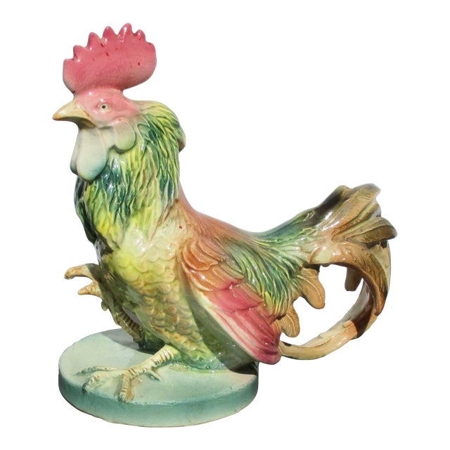 Japanese Fighting Rooster 1930s Ceramic For Sale