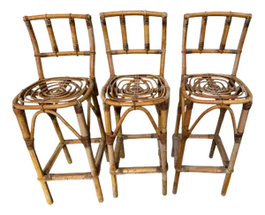 Rattan Bar Stools, 1960s, Set of 3