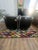 Navy Blue Pair of Vintage Leolux "Dino" Postmodern Leather Lounge Chairs - Sled Base For Sale - Image 8 of 10