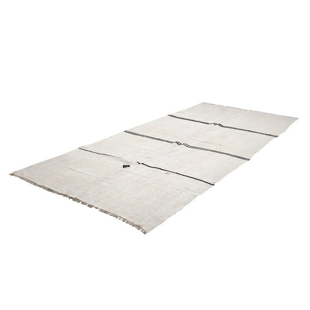 Mid-Century Modern Mid 20th Century Vintage Modern Hemp Kilim Rug For Sale - Image 3 of 7