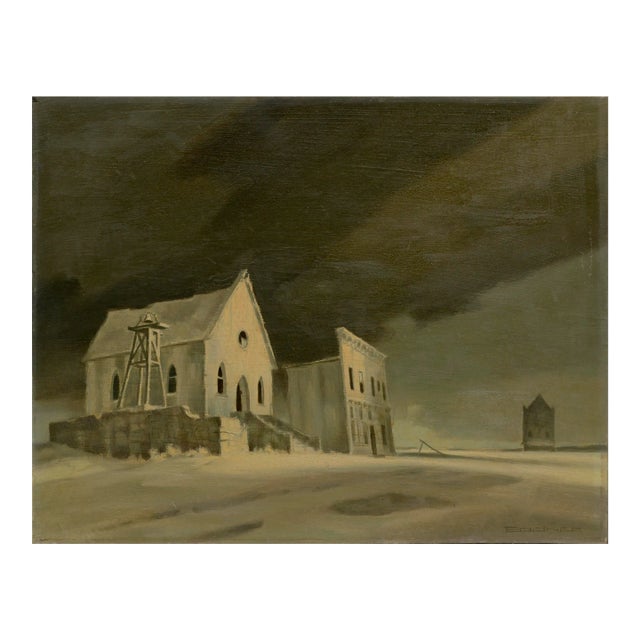 Mid Century Ghost Town, Sepia Landscape by Joseph Bodner For Sale