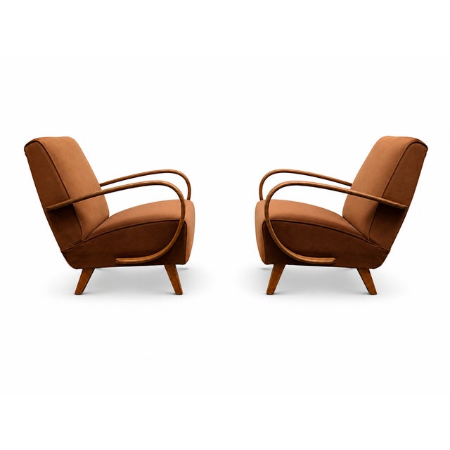 Mid-Century Modern Bentwood Chair in Cognac Velvet by Jindrich Halabala, 1930s For Sale - Image 3 of 9