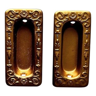 Antique Copper Recessed Door/Window Pulls - a Pair For Sale