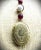 Vintage Classic English Gold Brooch Pin and Etched Oval Locket, Hanging Wine & Wired Pearl Chain For Sale - Image 11 of 13