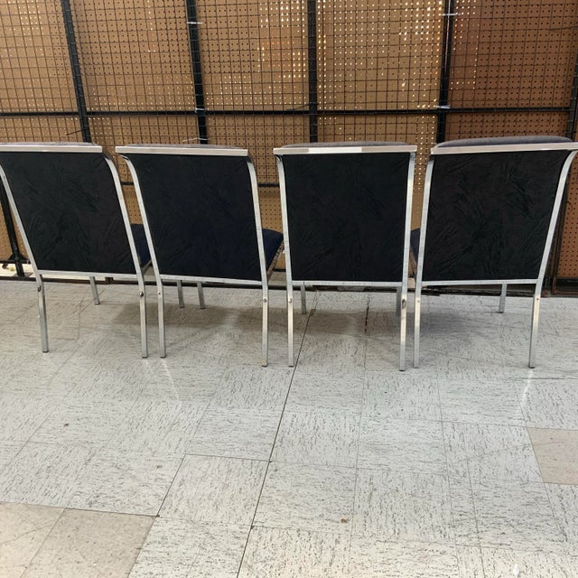 1980s 1980s Set of 4 Vintage Chrome and Fabric Chairs For Sale - Image 5 of 12