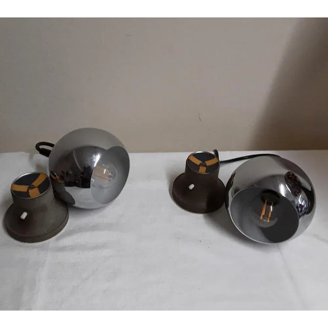 Vintage German Bedside Lamps with Gray Metal Foot with Magnetic Holder and Adjustable Chrome-Plated Chamber Screen, 1970s, Set of 2 For Sale - Image 6 of 7