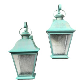 Pair of Vintage Solid Brass Wall Lanterns - Timeless Elegance for Your Home For Sale