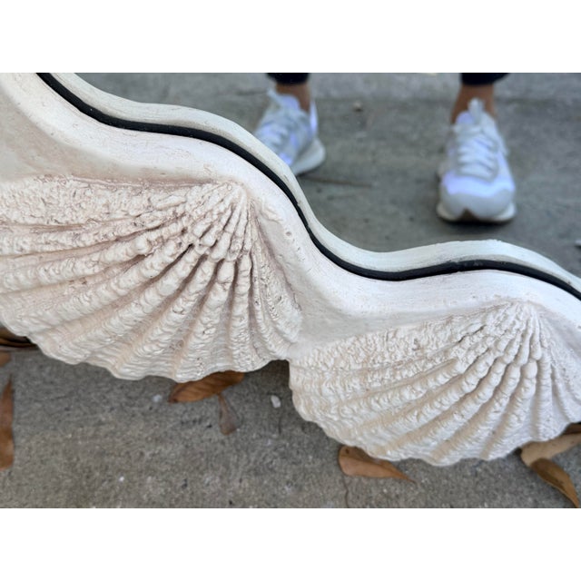 Sculpture Materials Coastal Chic Plaster Shell Mirror For Sale - Image 7 of 8