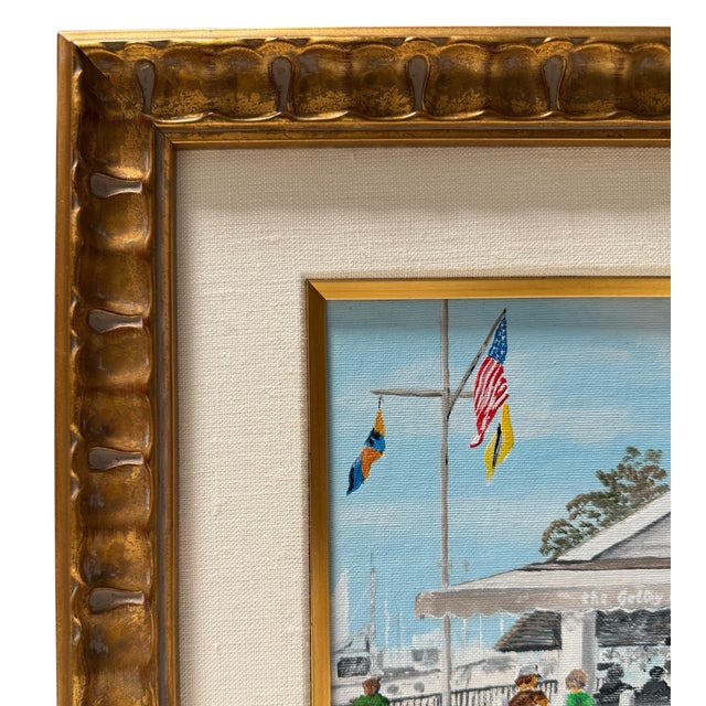 California Oil Painting of the Galley Cafe Newport Beach .artist signed lower right.