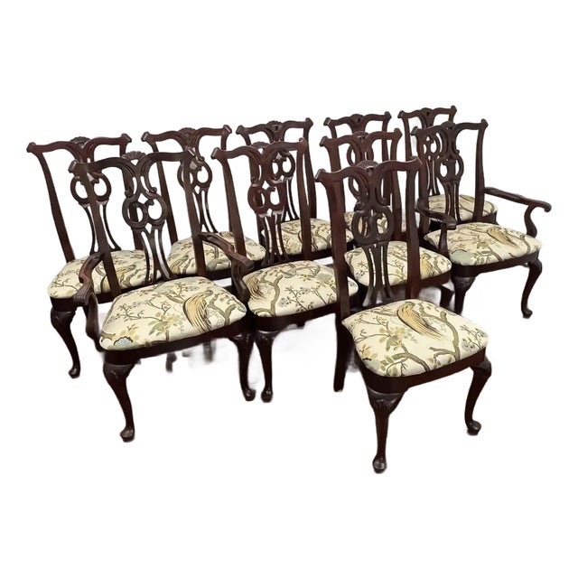 Late 20th Century Set of 10 Chippendale Style Dining Chairs by Century Furniture Company For Sale