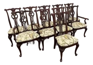 Late 20th Century Set of 10 Chippendale Style Dining Chairs by Century Furniture Company