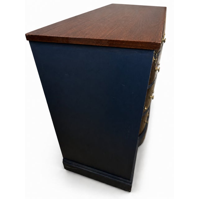 Mid 20th Century Vintage Landstrom Furniture Bow-Front Dresser in Navy and Burl Wood For Sale - Image 5 of 5