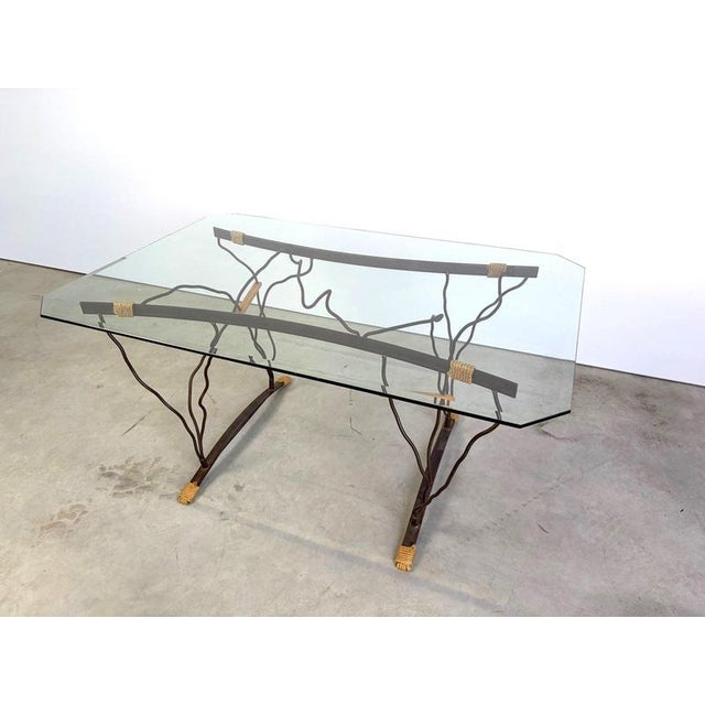 Vintage Organic Wrought Iron and Glass Dining Table, 1970s For Sale - Image 14 of 18