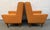 Textile Pair of Vintage Mid-Century Modern Orange Upholstered Armchairs For Sale - Image 7 of 13