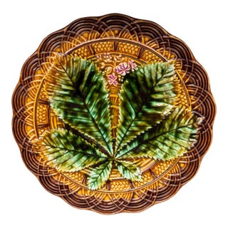 Majolica Chesnut Leaf Plate Villeroy & Boch, Circa 1890 For Sale