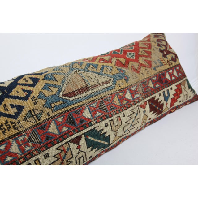 Antique Caucasian Shirvan Yellow Tone Rug Pillow Cushion Cover -16'' X 47'' For Sale - Image 10 of 11