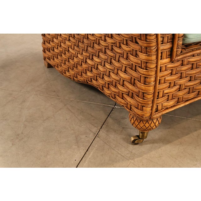 Lane Venture Excursions Pair Of Wicker Sofas With Cushions For Sale - Image 11 of 18