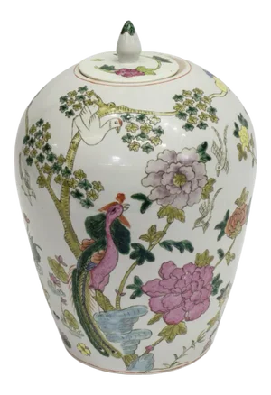 Vintage Chinese Famille Rose Porcelain Covered Jar