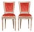 Antique French Louis XVI Style Painted Side Chairs W/ Red Velvet Damask – A Pair For Sale