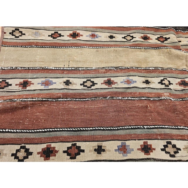 Antique Shahsavan Tribal Kilim, Handwoven Wool, Southwestern Pattern, Earth Tones, 5x7 For Sale - Image 13 of 17