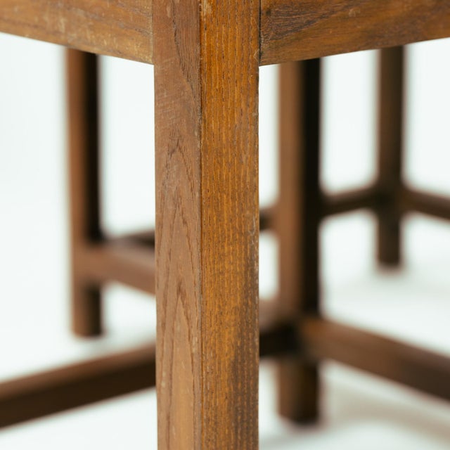 Wood Vintage Art Deco Style Vis-a-Vis Pear Conversation Bench in the style of Rennie Mackintosh, 1984 For Sale - Image 7 of 18