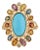 14k Yellow Gold 6.68ct Oval Turquoise Cocktail Ring Size 7 With Sapphire & Diamond For Sale