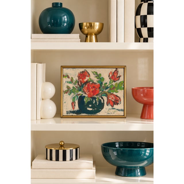 Bunny Williams Home 1930 Vintage Red Flowers in a Vase Art Print by Zolo Palugyay - 14" X 11" For Sale - Image 4 of 7