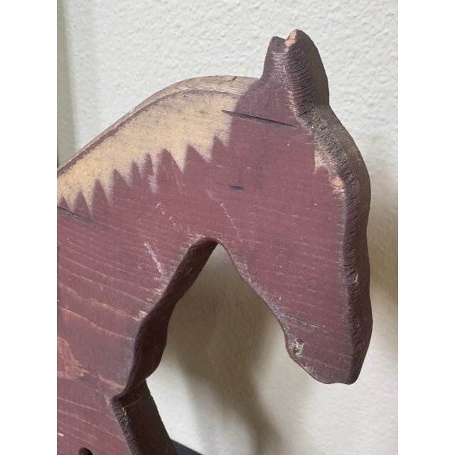 Folk Art Americana Painted Horse Solid Wood Figurine For Sale - Image 4 of 11